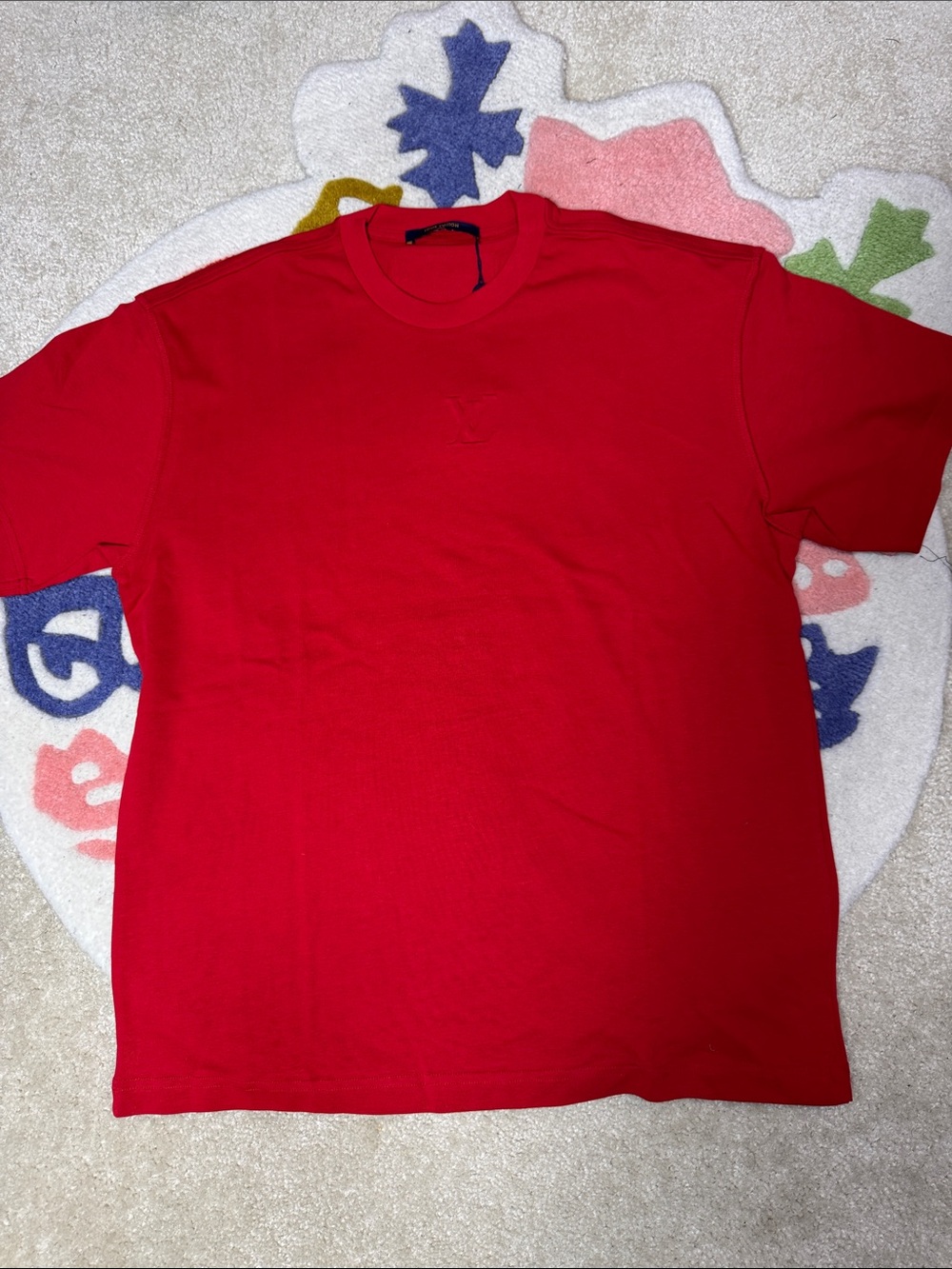 Louis Vuitton Men's Red Short Sleeve Crewneck Tee